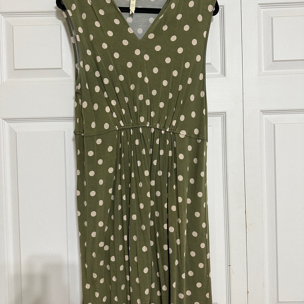 Matilda Jane The Adventure Begins Dot your i’s green polka dot v neck dress. XL